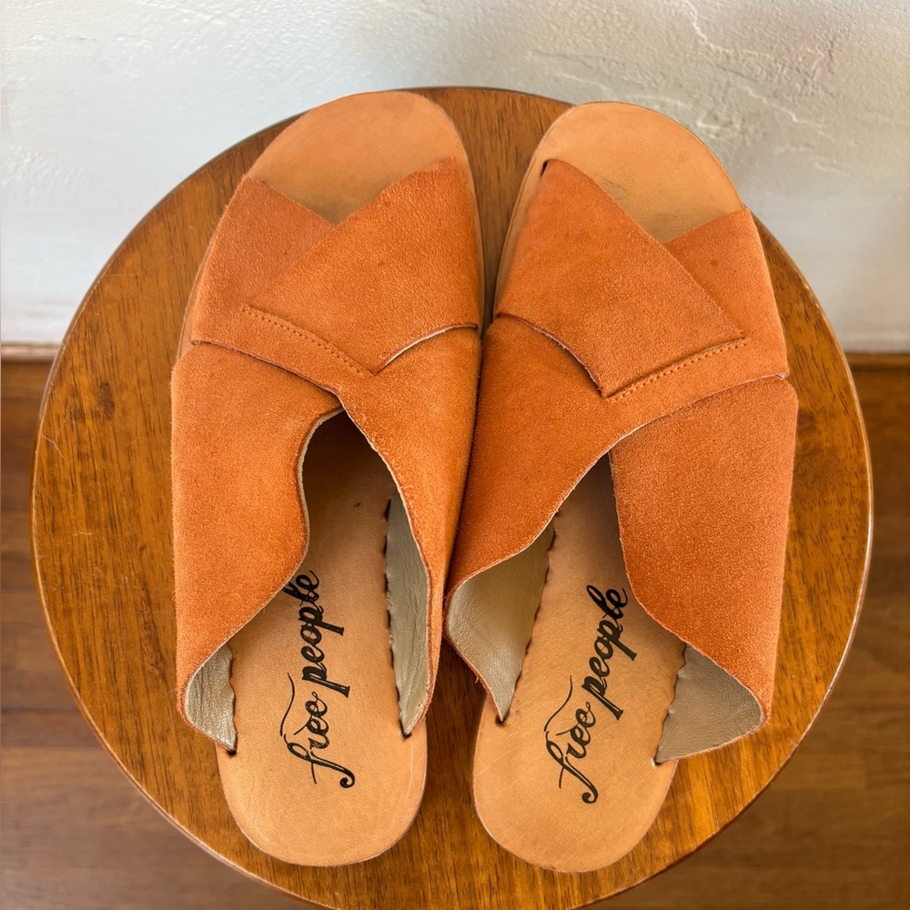 FP Movement by Free People Suede Crossover Slides in Rust